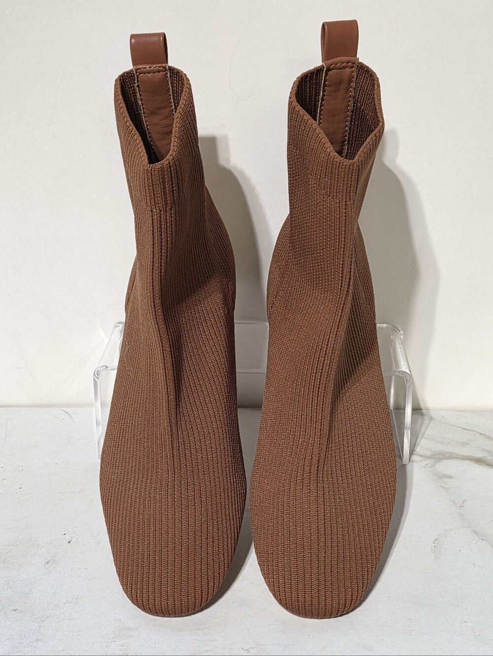 JOIE X REVOLVE NEELY KNIT STRETCHY BLOCK HEEL SOCK ANKLE BOOT BROWN SZ 7.5